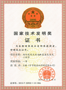 National Technology Invention Award Certificate