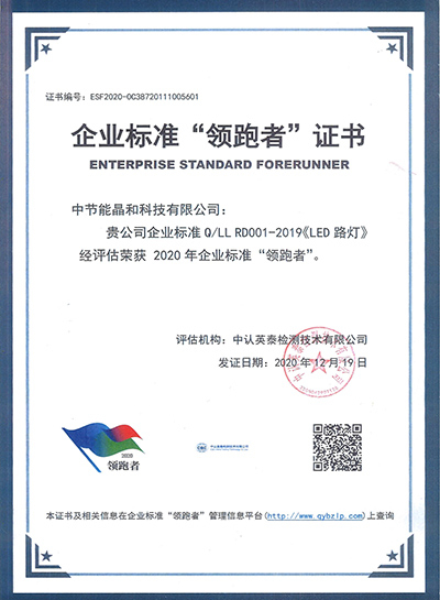 Certificate of Enterprise Standard Leader